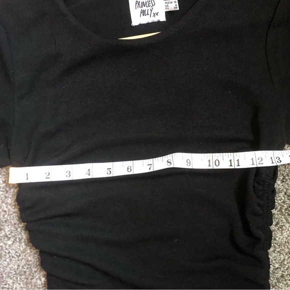 Princess Polly Dress Women’s 6 Ruched Side Black Stretch Tie Up Midi Bodycon - Picture 6 of 10